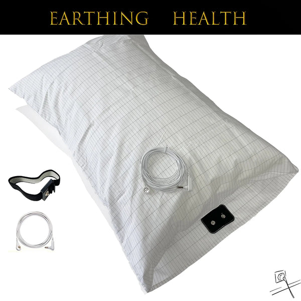 Earthed Silver Fiber Pillowcase with Earthing Cord Radiation-proof Kits Grounding Health EMF Protection for Better Sleep